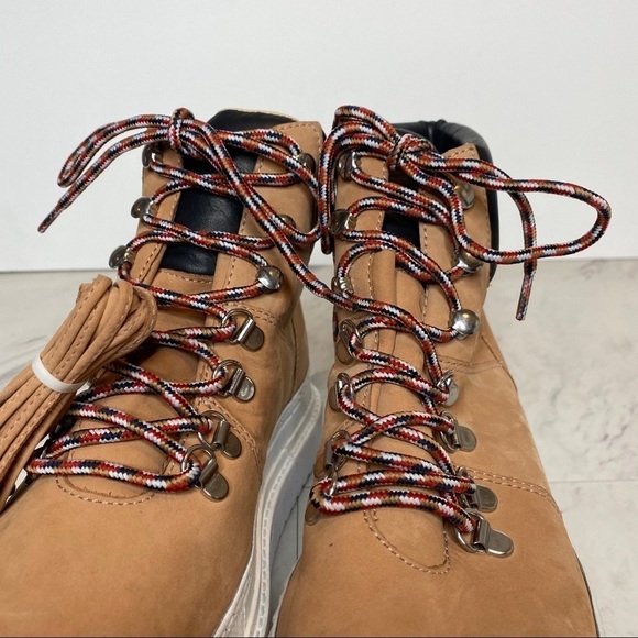 New! Schutz Marlua Platform Lace Up Tan White Boot 8B - Picture 12 of 15